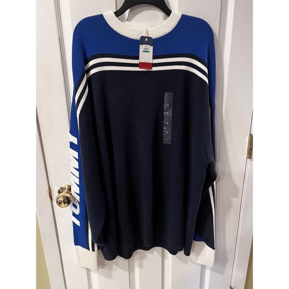 Tommy Hilfiger Urban Outfitters Racing Sweater L Oversized Color block y2k New - Picture 12 of 13